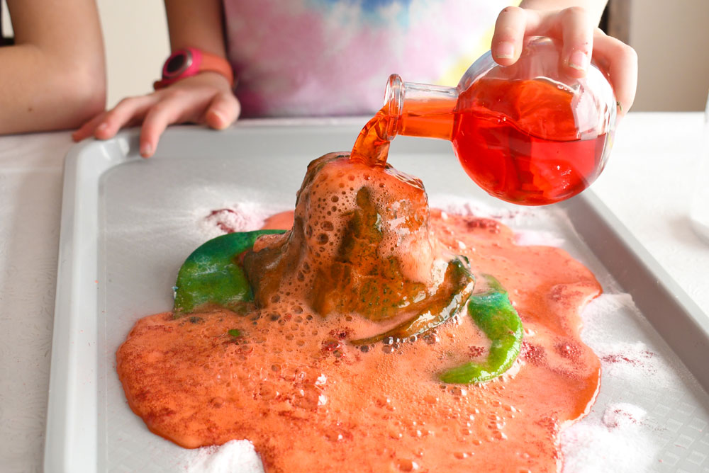 Playdough volcanoes kids science activity