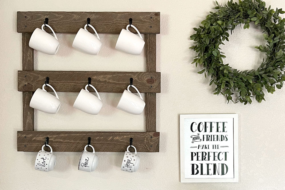 DIY wood coffee mug rack
