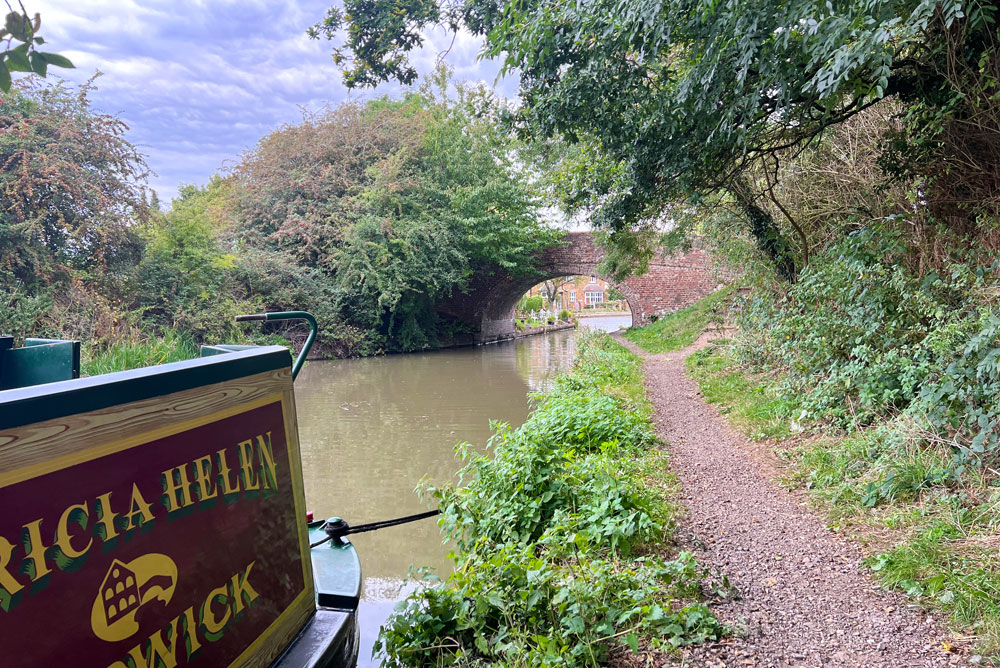 Narrowboat at side of the canal in England