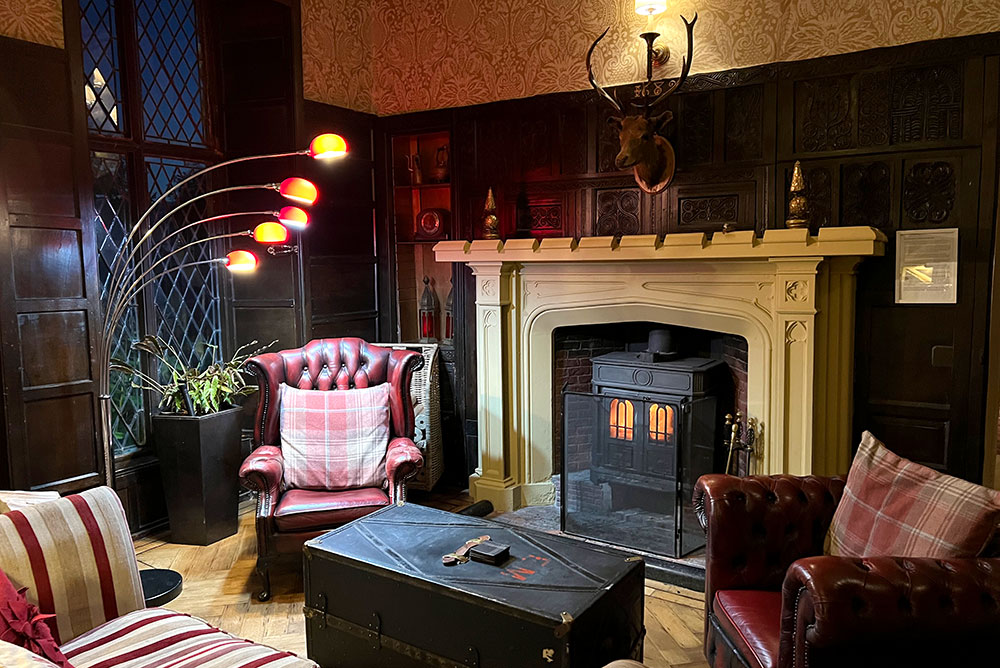 hunting lodge themed sitting room Augill