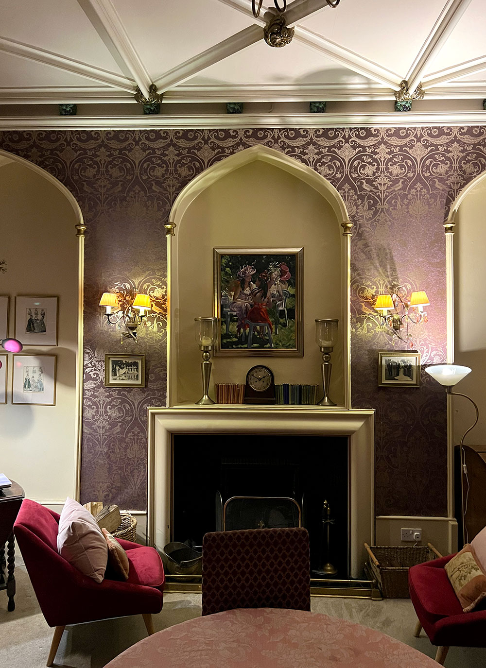 Augill Castle red victorian living room