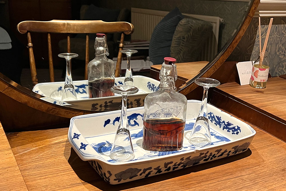 small glasses and brandy