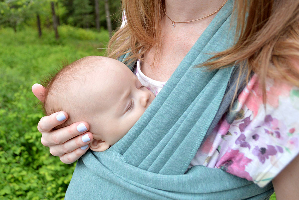 baby sleeping Moby Wrap babywearing