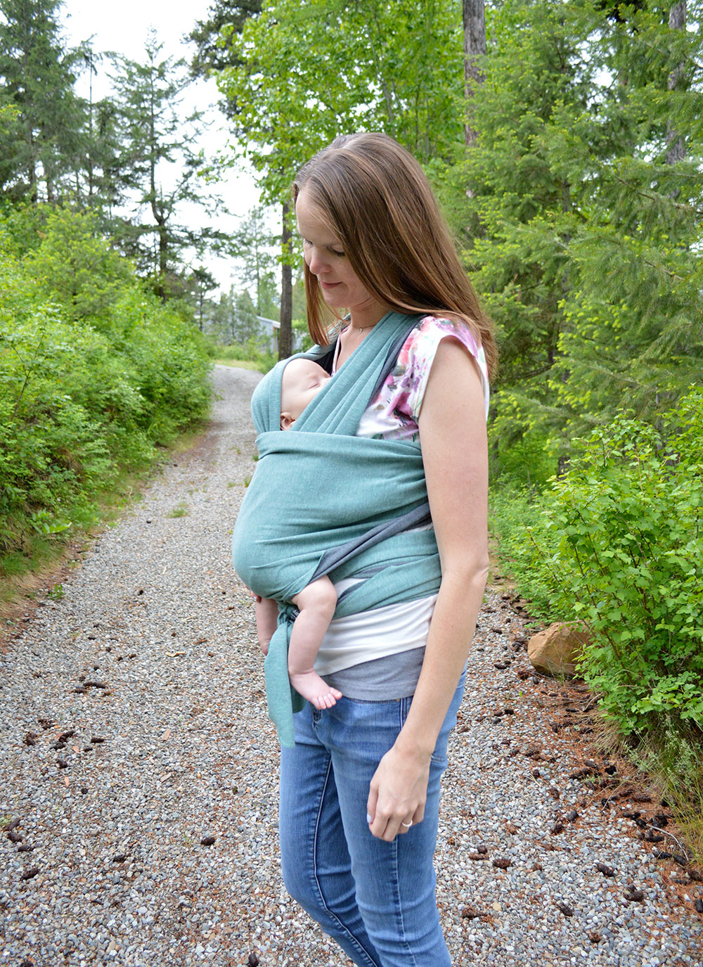 Moby Wrab hiking with baby