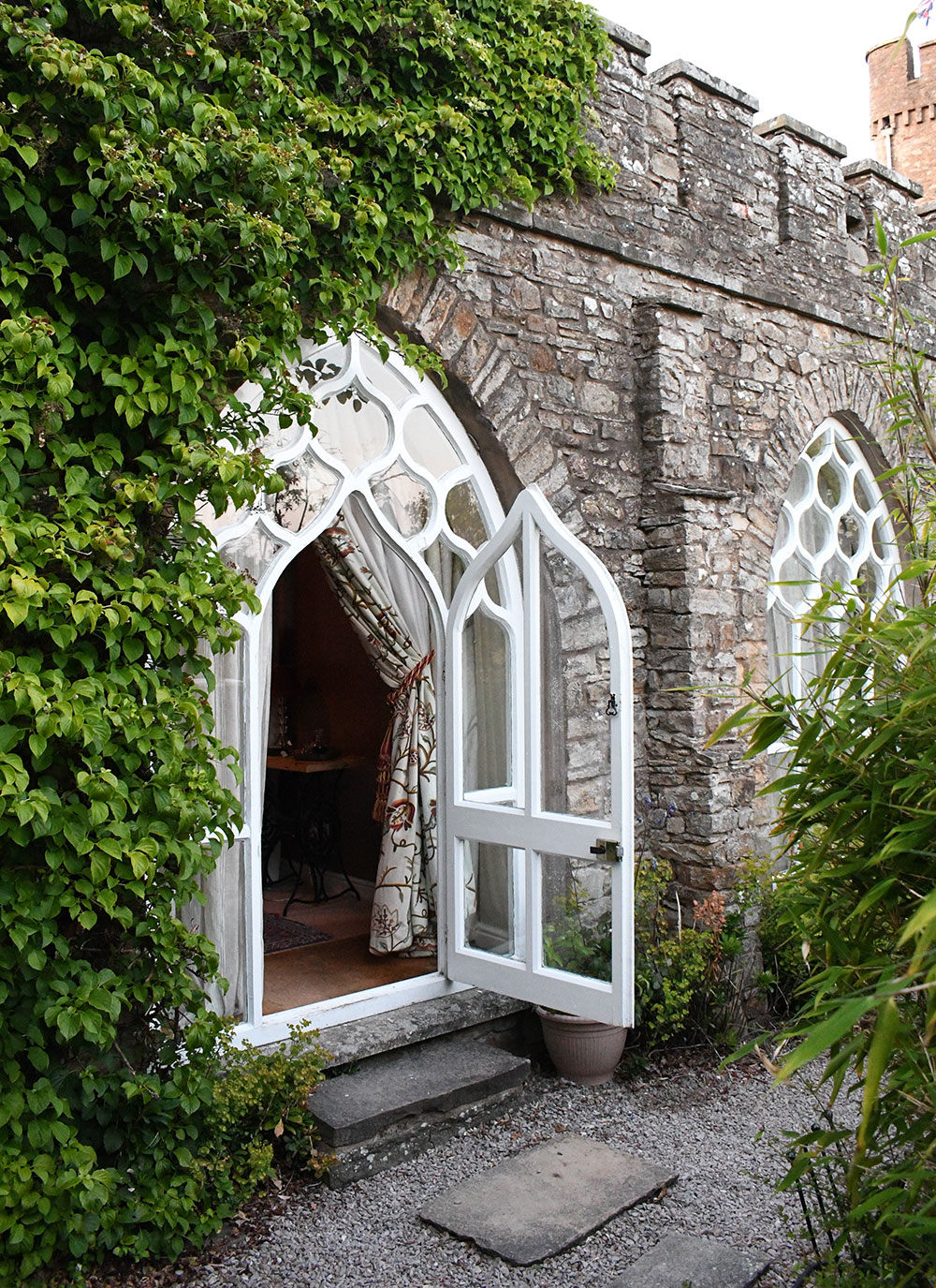 Augill Castle hotel orangery lattice door