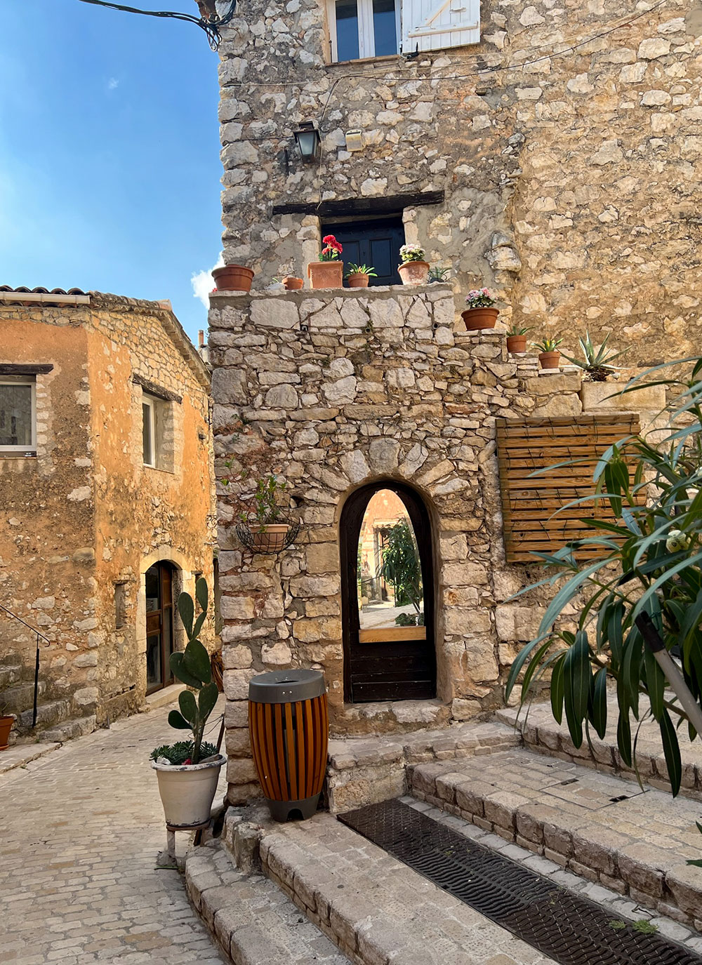 French medieval village stone pathways