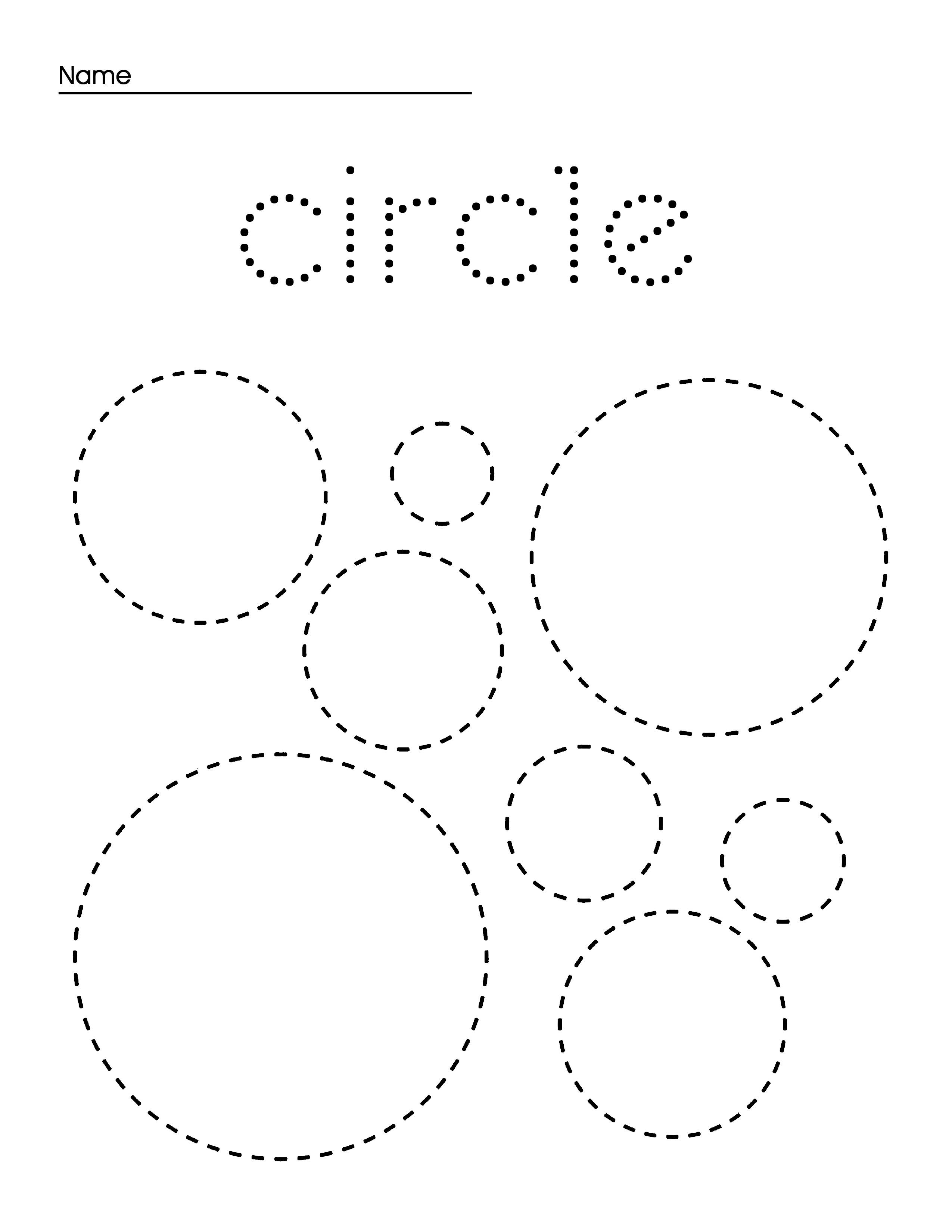 line tracing circles preschool homeschool activity page