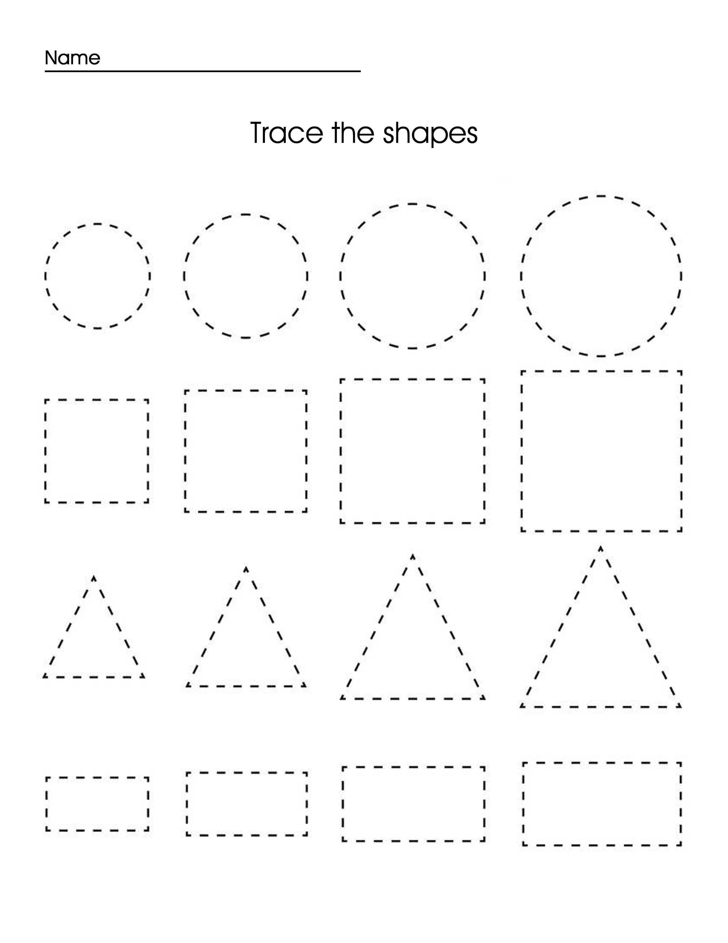 preschool homeschool activity page shape tracing