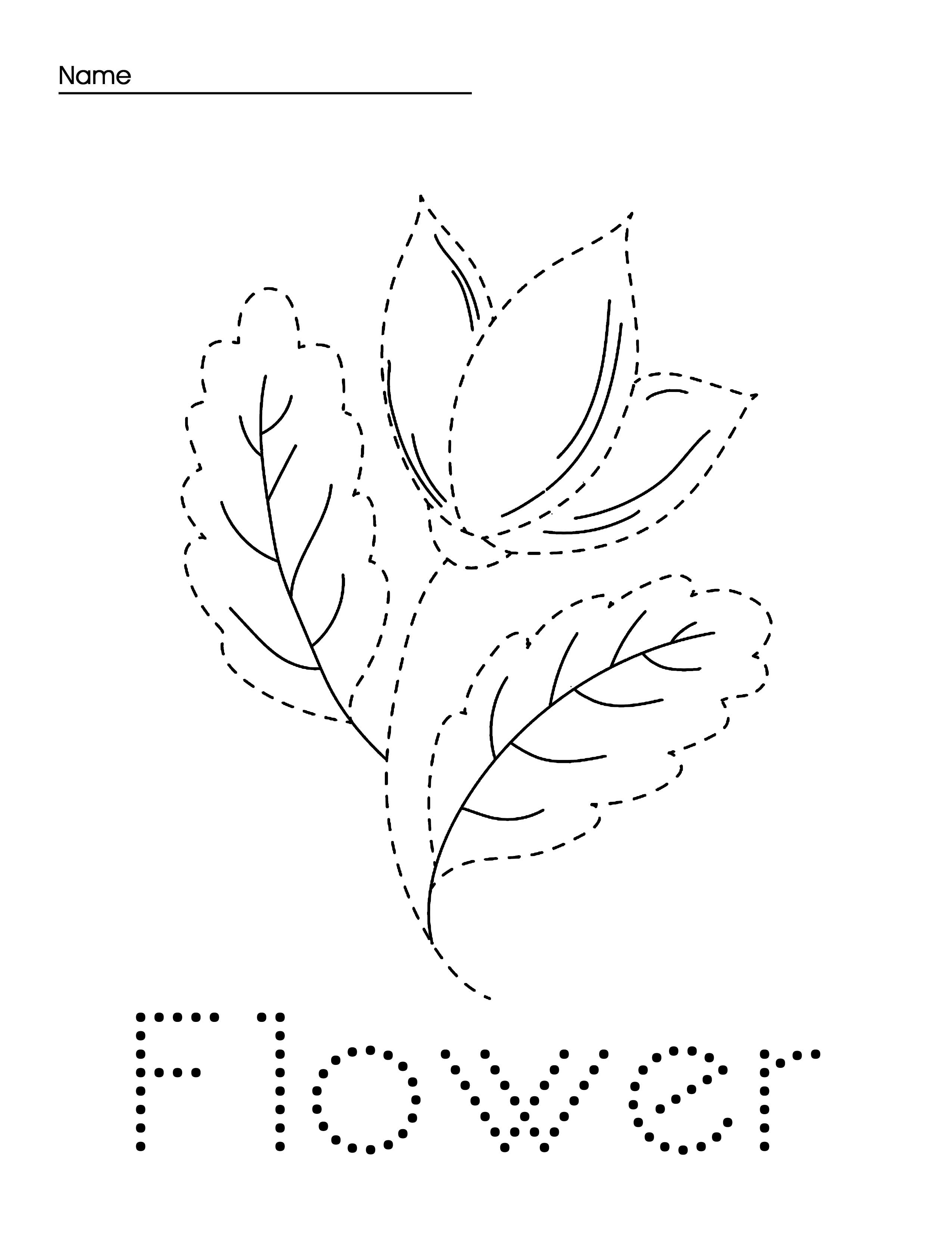 flower line tracing preschool activity homeschool worksheet